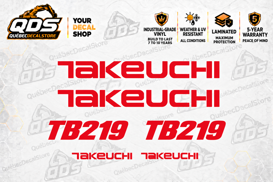 Takeuchi TB219 Mini Excavator Graphics Decal Kit