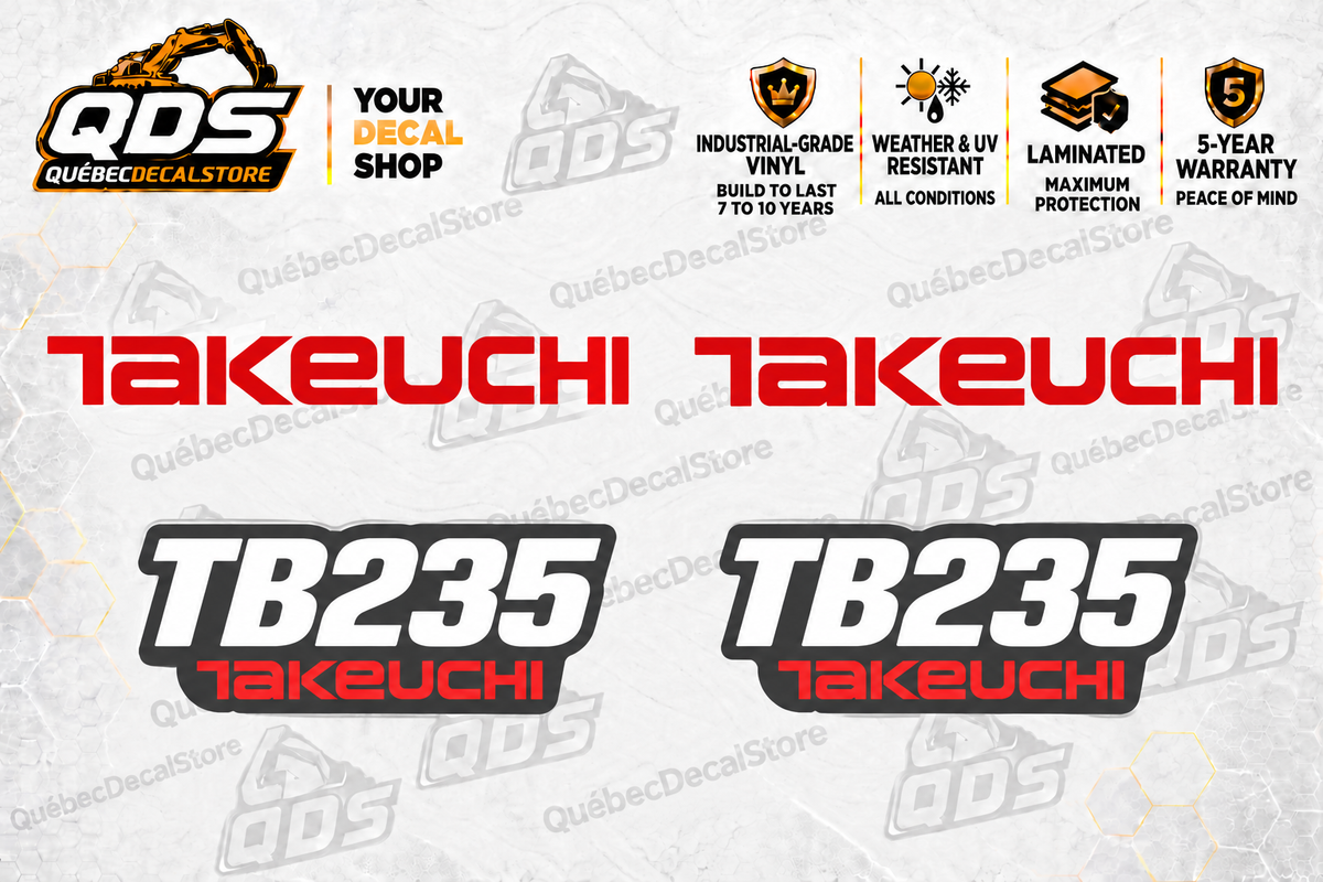 Takeuchi TB235 Mini Excavator Graphics Decal Kit