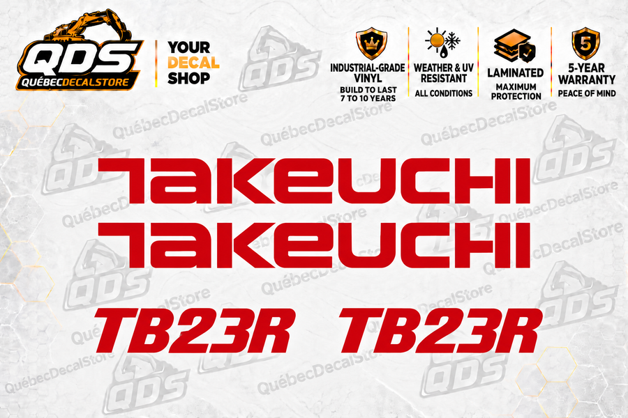 Takeuchi TB23R Mini Excavator Graphics Decal Kit