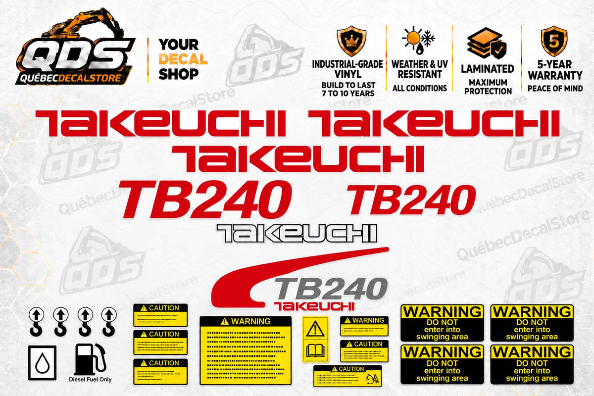 Aftermarket Decal Kit for Takeuchi TB240 Mini Excavator
