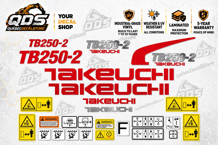 Takeuchi TB250-2 Mini Excavator Aftermarket Decal Kit QuébecDecalStore