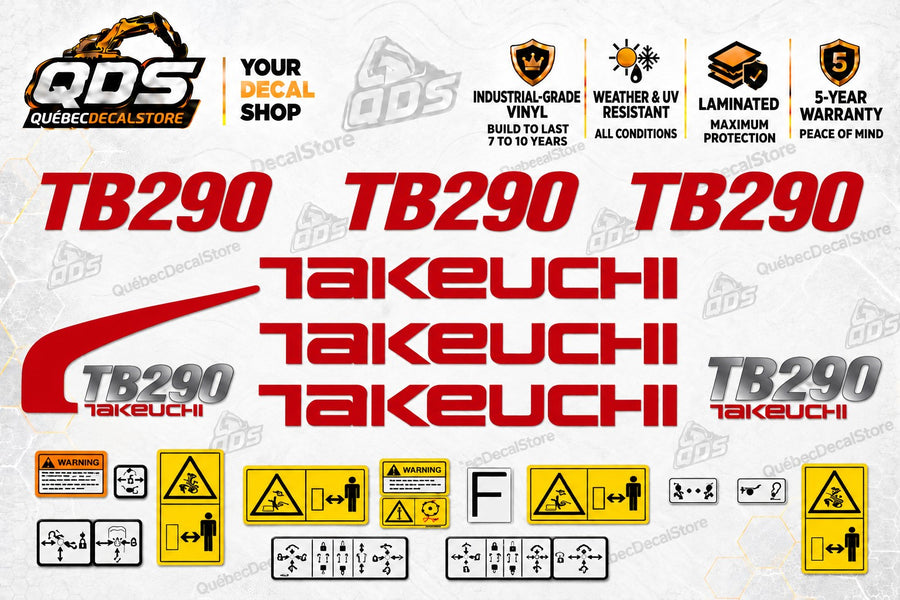 Takeuchi TB290 Excavator Aftermarket Decal Kit QuébecDecalStore