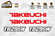 Takeuchi TB295W Wheeled Excavator Graphics Decal Kit