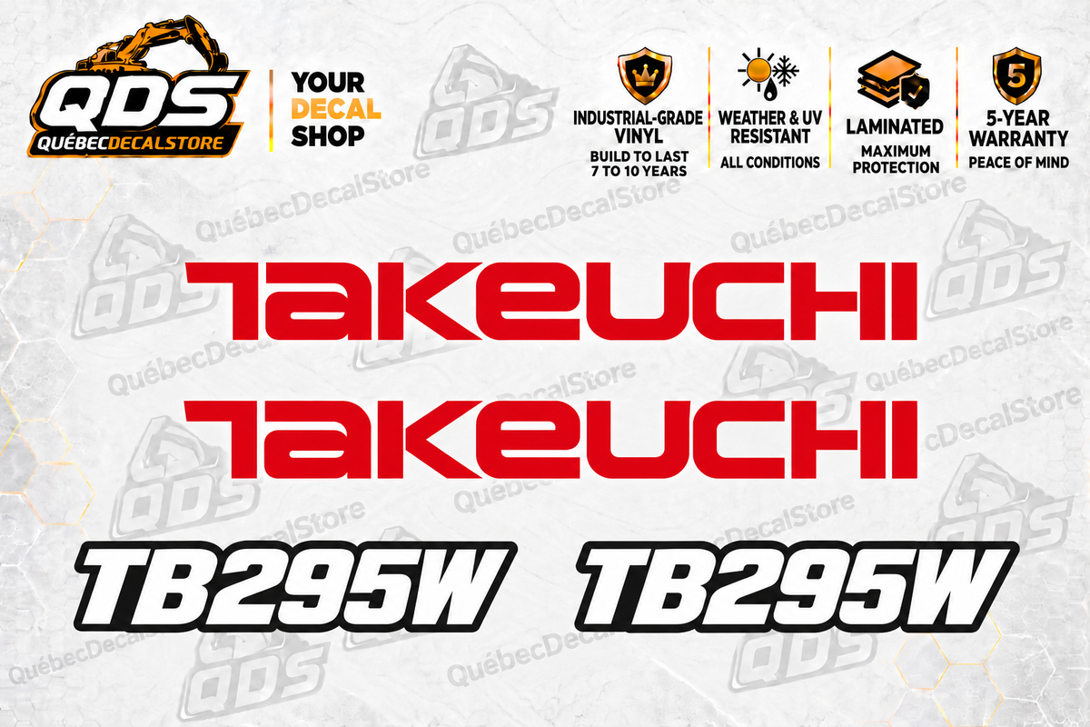 Takeuchi TB295W Wheeled Excavator Graphics Decal Kit