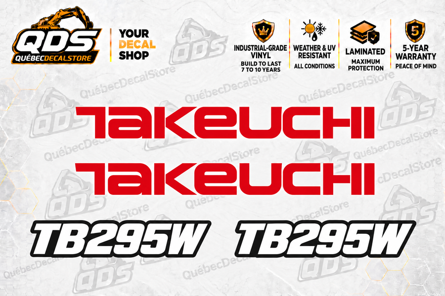 Takeuchi TB295W Wheeled Excavator Graphics Decal Kit