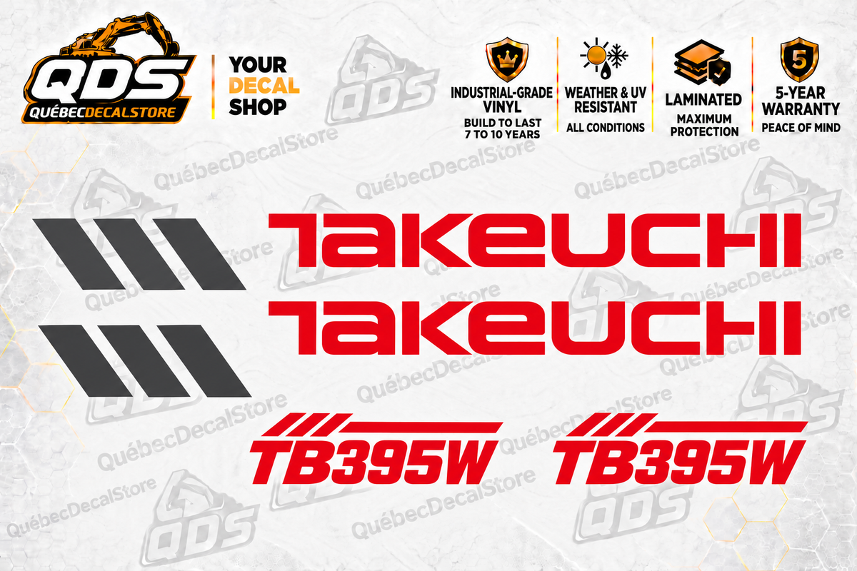 Takeuchi TB395W Wheeled Excavator Graphics Decal Kit