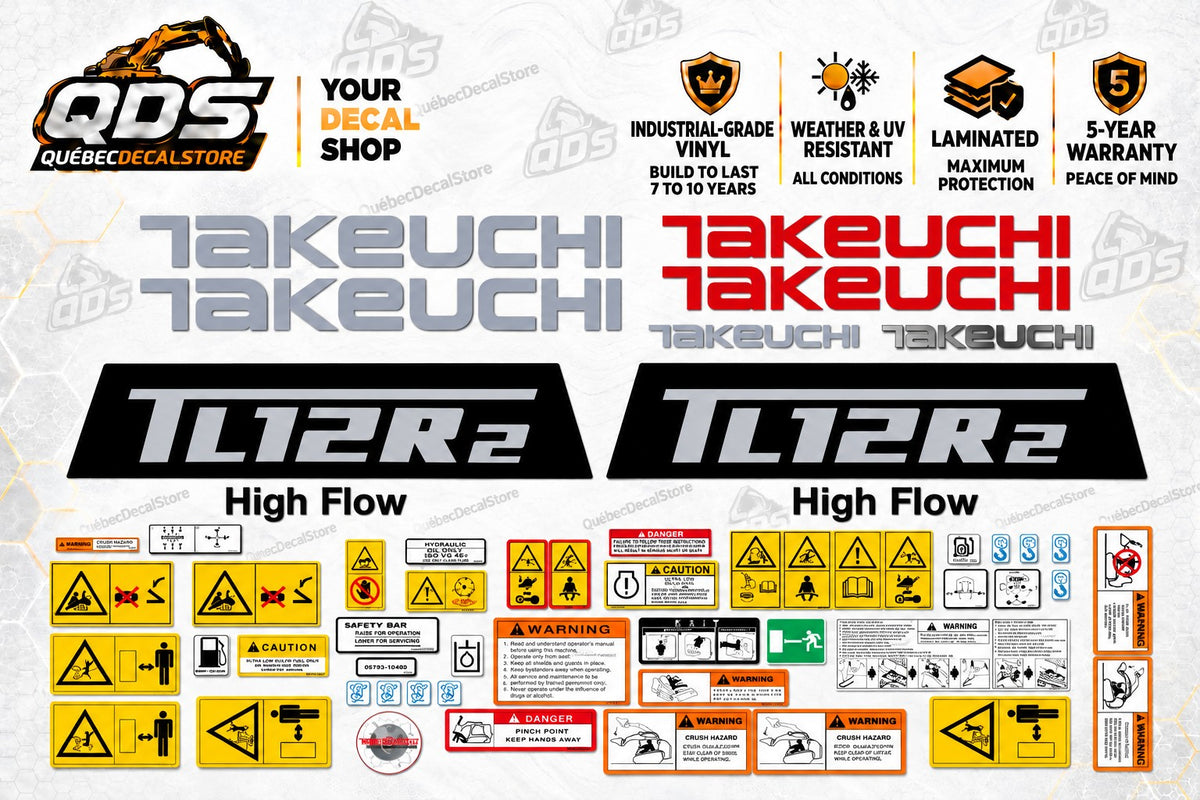 Takeuchi TL12R2 Compact Track Loader Aftermarket Decal Kit with Safety Labels