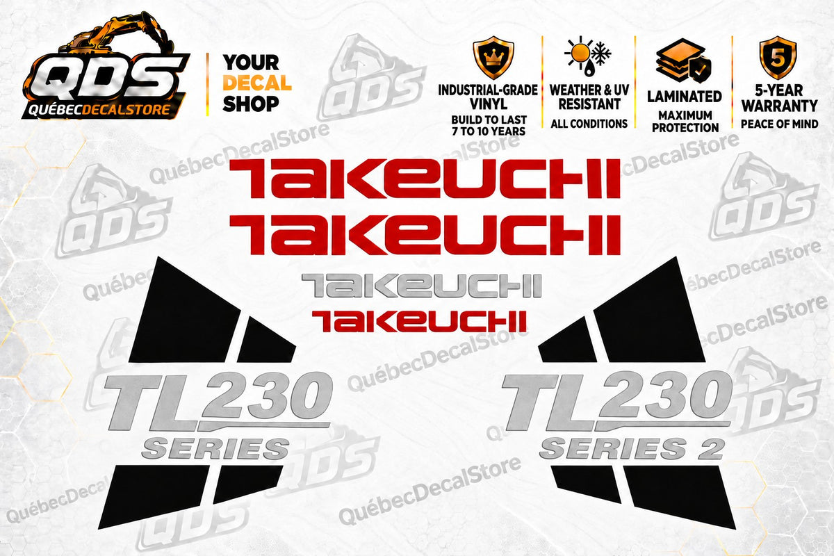 Takeuchi TL230 Compact Track Loader Aftermarket Decal Kit with Safety Labels