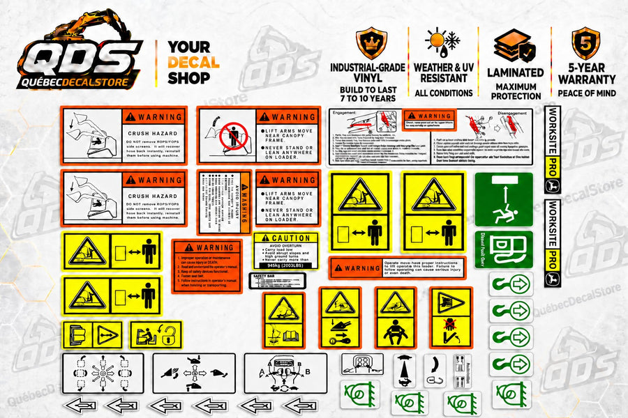 Safety & Warning Decal Kit for Takeuchi Worksite Pro Equipment