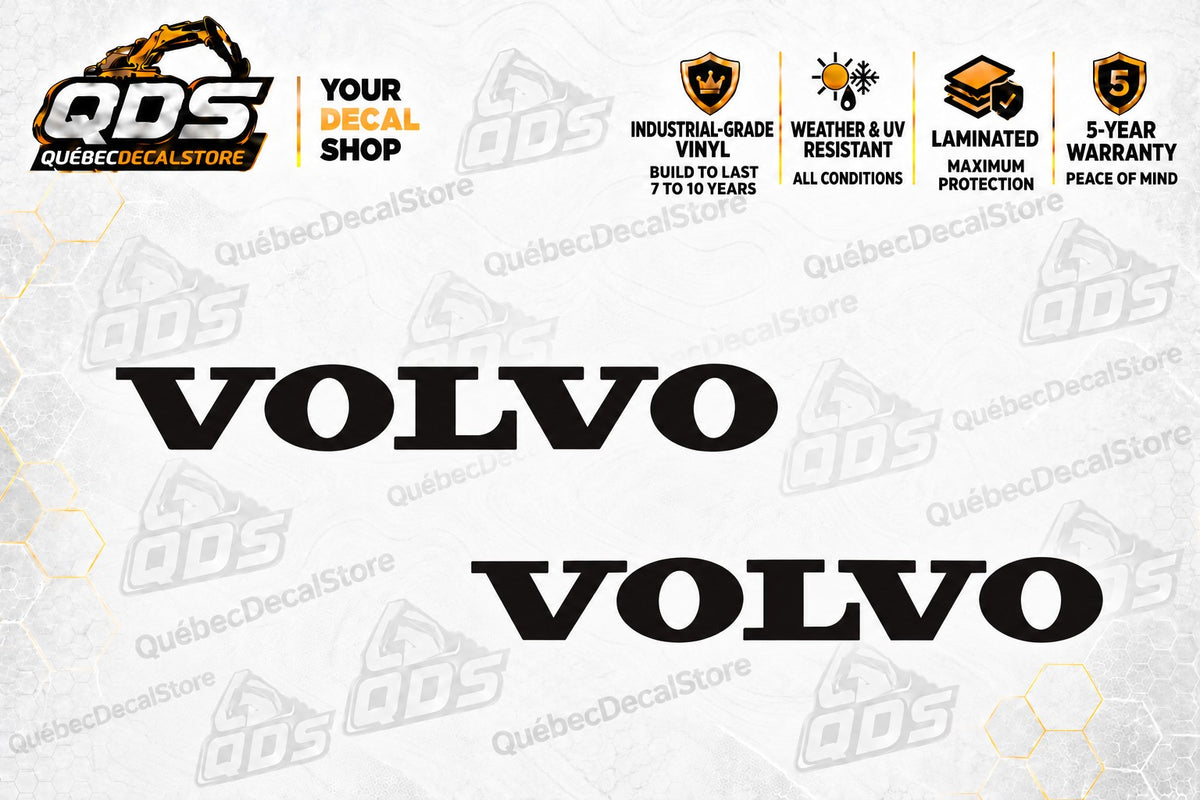 Volvo replacement logo decals, pair of two, black shown, black or white choices, 3 to 30 inches — QuébecDecalStore