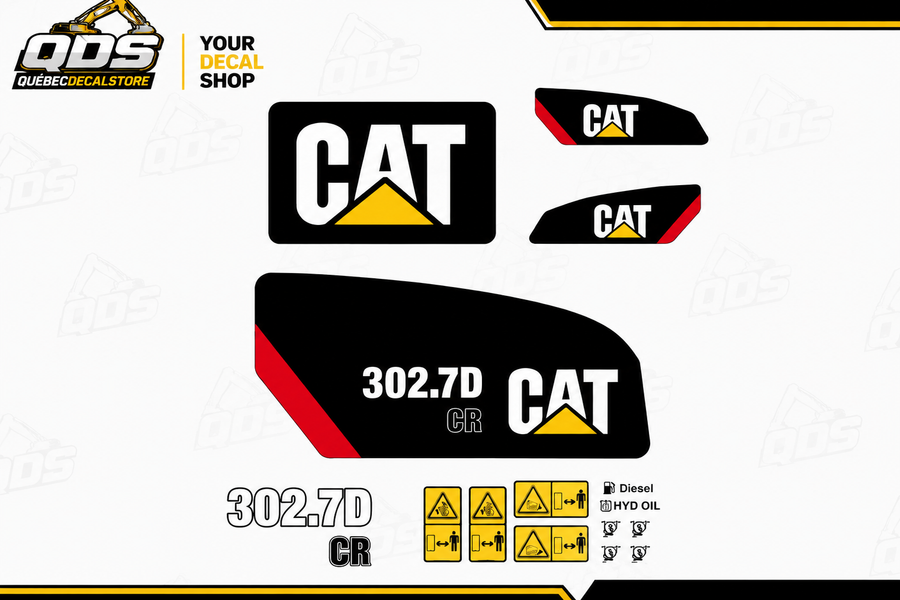 CAT 302.7D CR mini excavator aftermarket replacement decal kit