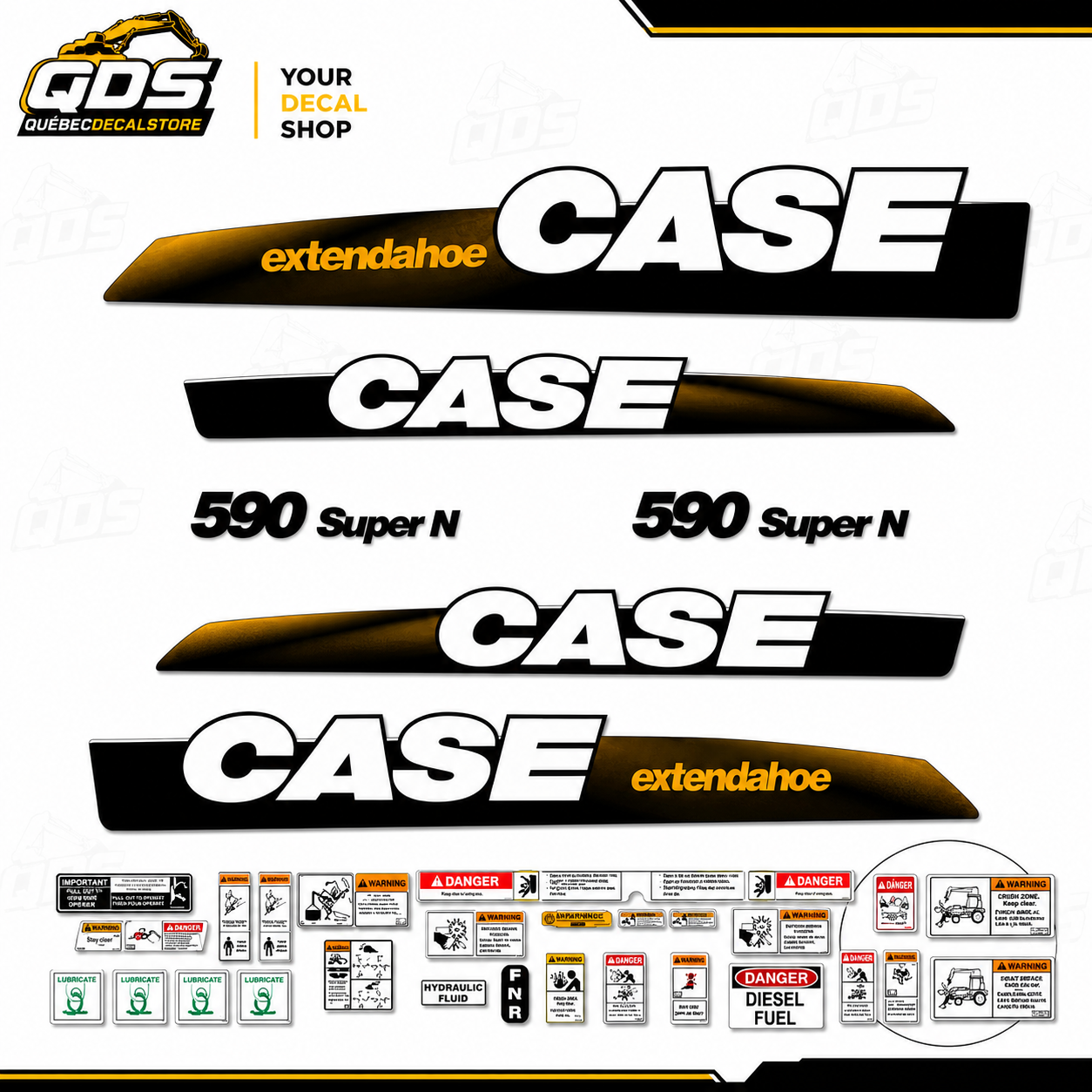 Kit Complet de décalcomanies pour Pépine Case 590 Super N en Vinyle imperméable laminé / Guarantie 7ans