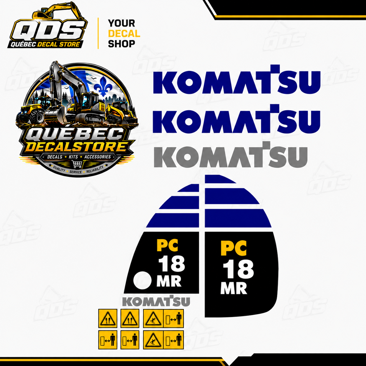 KIT COMPLET POUR MINI PELLE KOMATSU PC35MR Decal Kit / Kit Complet de Décalcomanies