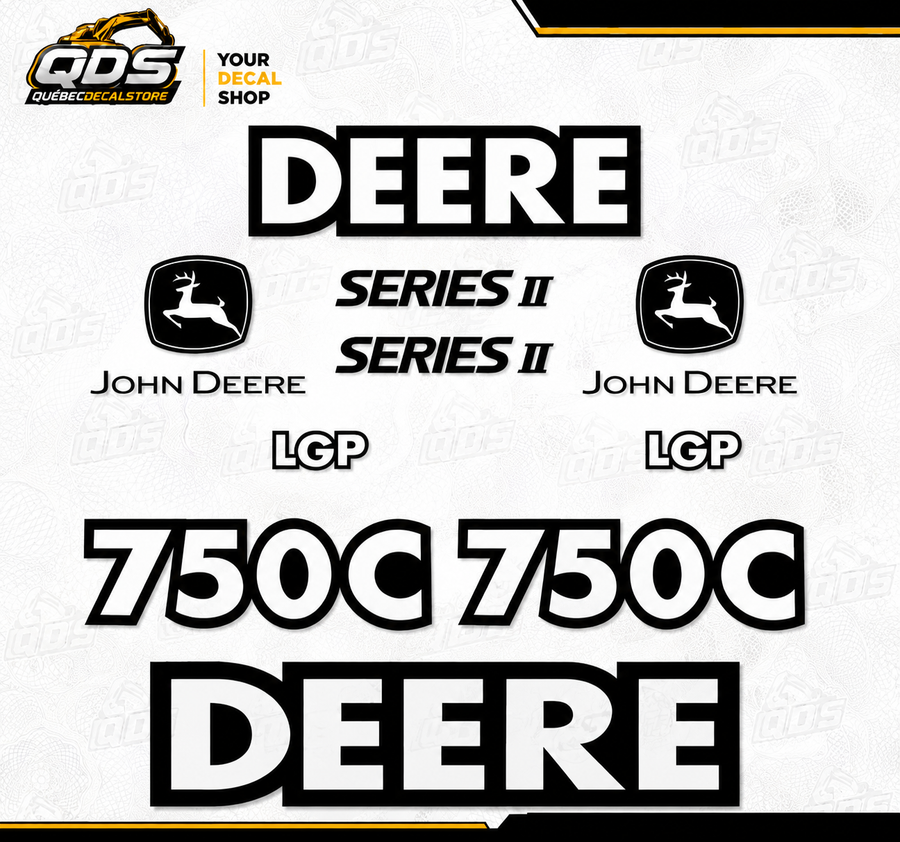 John Deere Dozer 750C - Series II – aftermarket replacement decals shown in the kit
