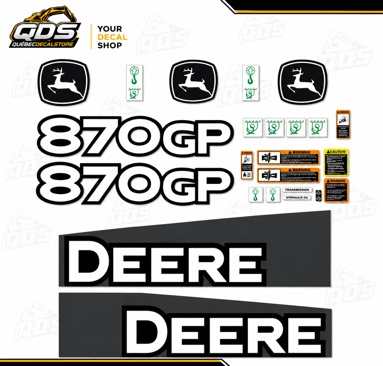 KIT COMPLET POUR NIVELEUSE JOHN DEERE 870GP Decal Kit / Kit Complet de Décalcomanies