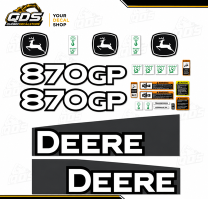 KIT COMPLET POUR NIVELEUSE JOHN DEERE 870GP Decal Kit / Kit Complet de Décalcomanies