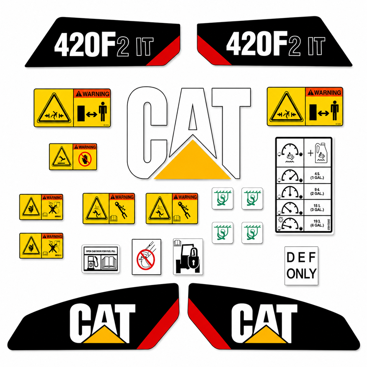 Kit complet en Vinyle Imperméable, reproduction originale pour Caterpillar Backhoe 420F2 IT