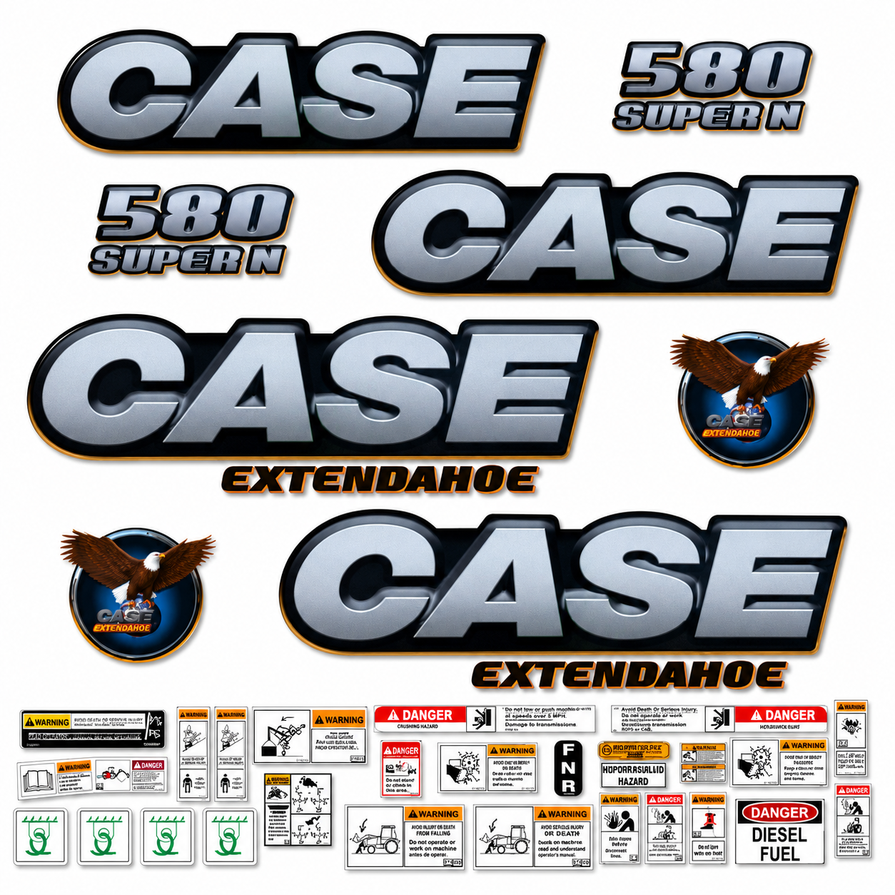 Kit complet de décalcomanies en Vinyle Imperméable pour Pépine Case 580 Super N
