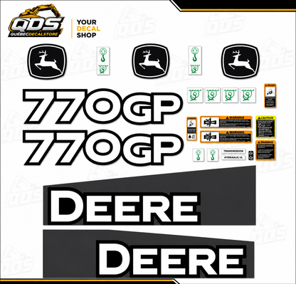 KIT COMPLET POUR NIVELEUSE JOHN DEERE 770GP Decal Kit / Kit Complet de Décalcomanies