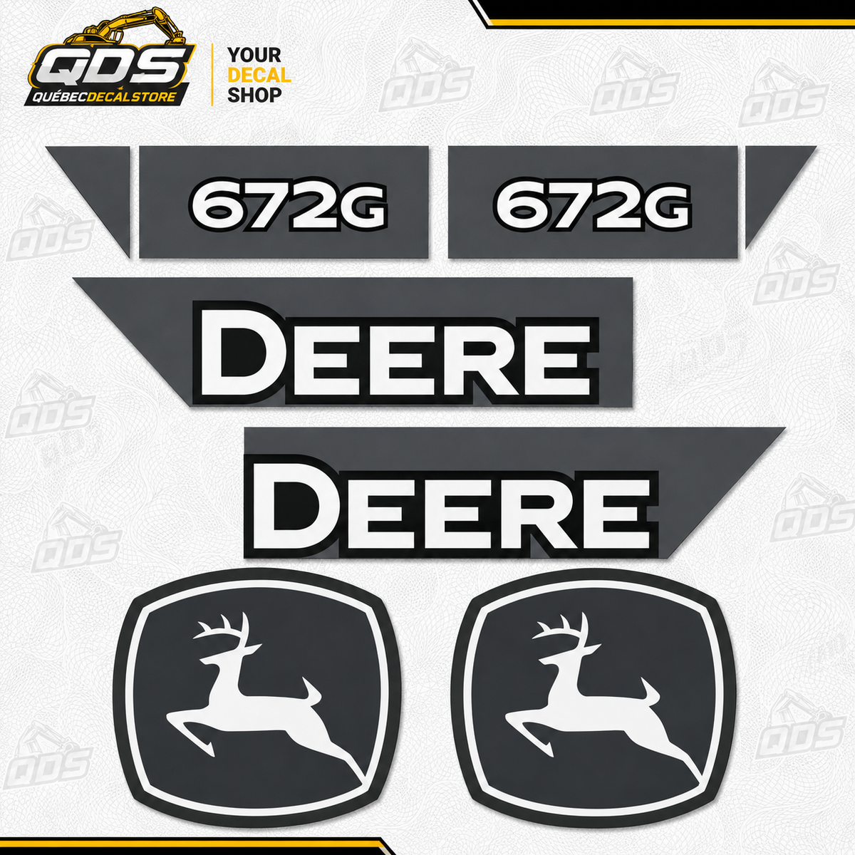Aftermarket stickerset voor John Deere Grader 672G