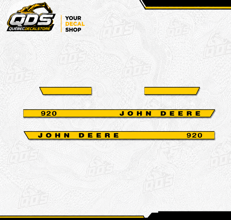 John Deere Tractor 920 (Older Models) – aftermarket replacement decals shown in the kit