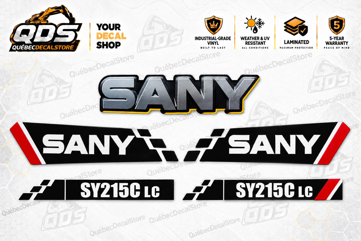 SANY SY215C LC Excavator Decal Kit – Laminated Vinyl