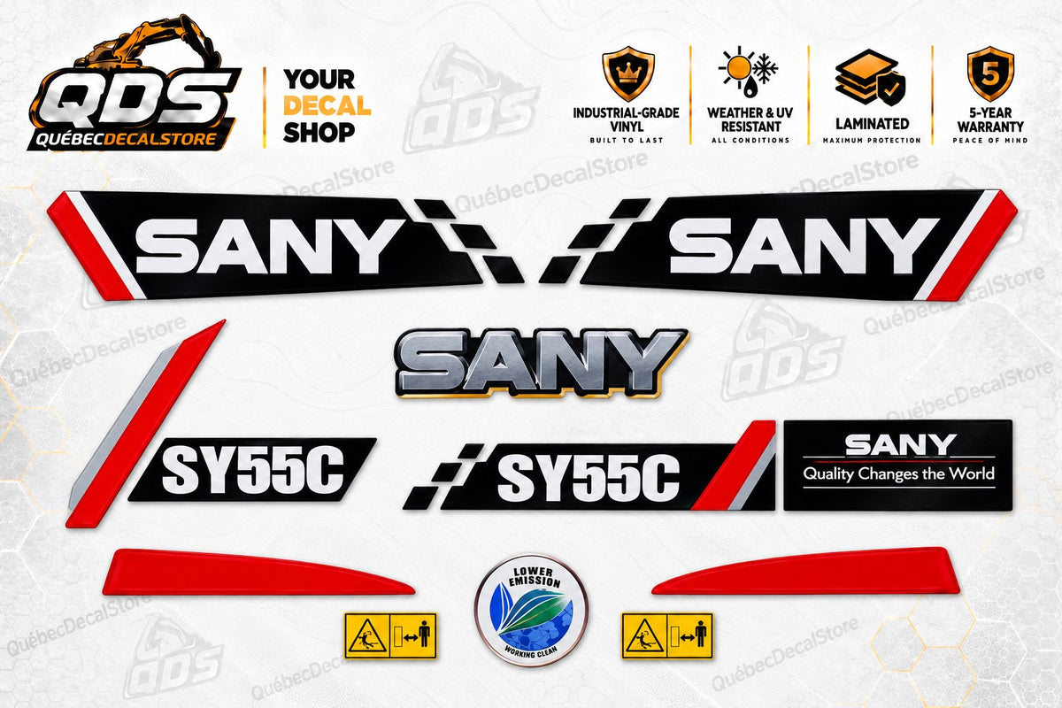 SANY SY55C Mini Excavator Decal Kit – Graphics & Safety