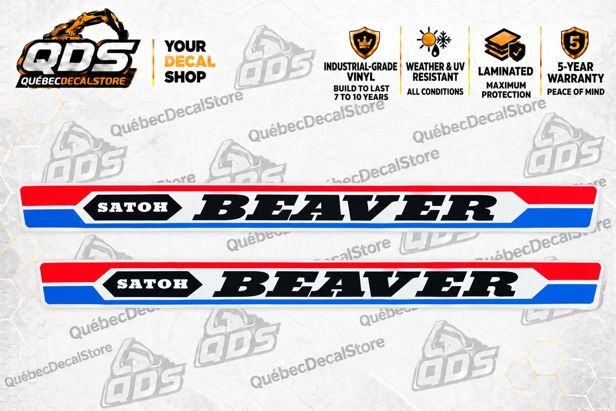 Satoh Beaver Hood Decal Pair – Red, Blue & Black