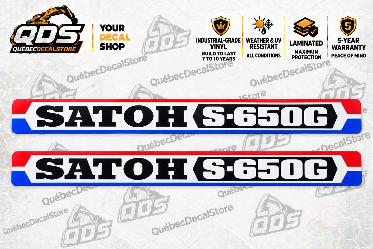 Satoh S650G Hood Decal Pair – Red, Blue & Black