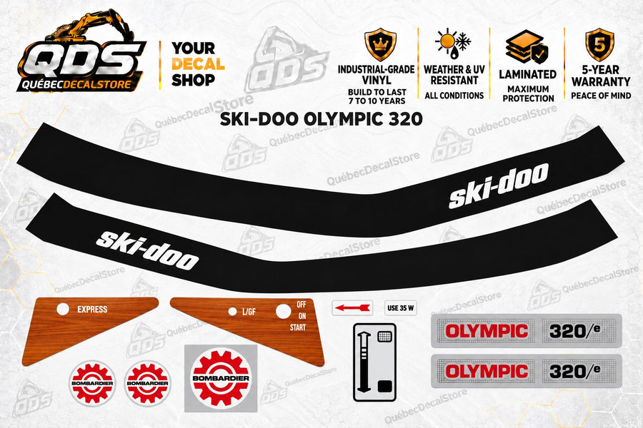 1969 Ski-Doo Olympic 320/e – replacement snowmobile decal kit – Design A – QuébecDecalStore