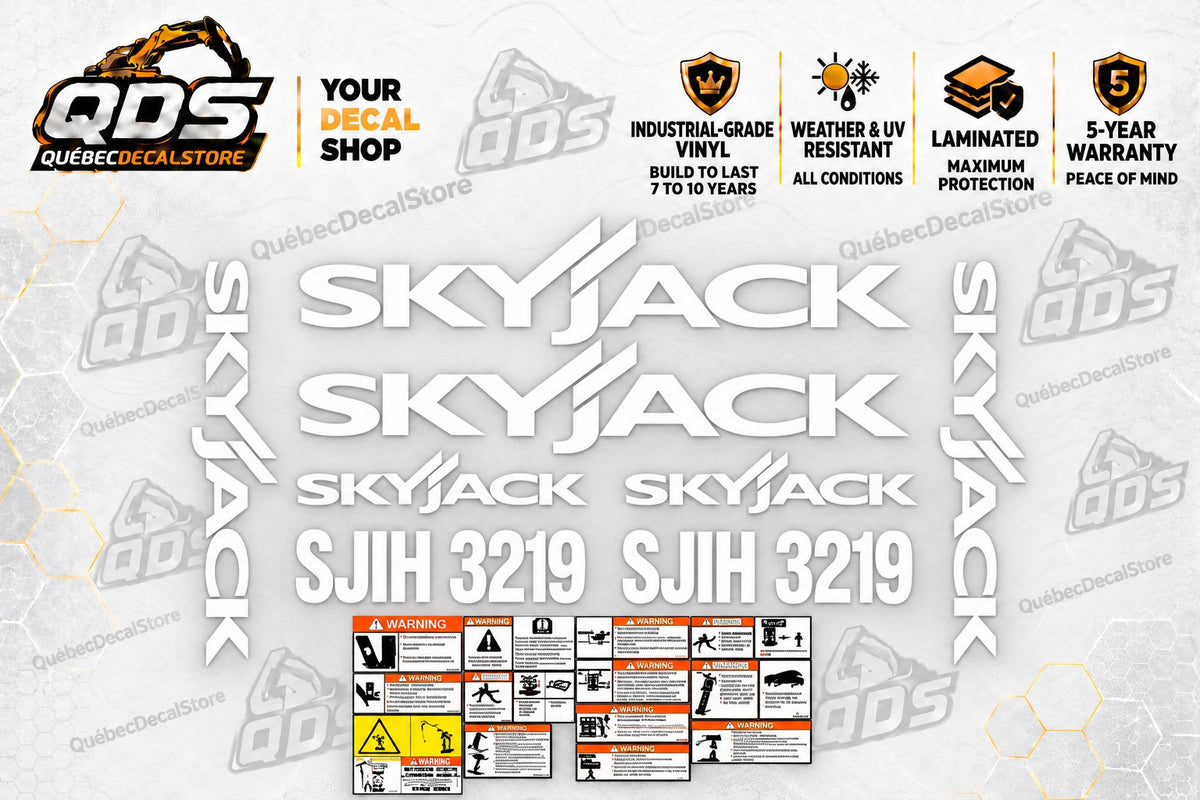 Skyjack 3219 Scissor Lift Decal Kit – White Graphics