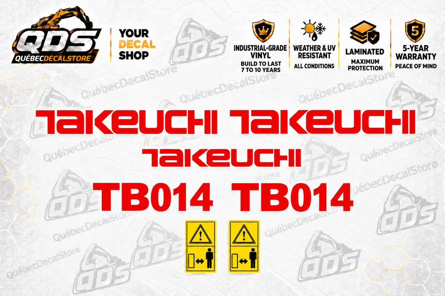 Takeuchi TB014 Mini Excavator Decal Kit