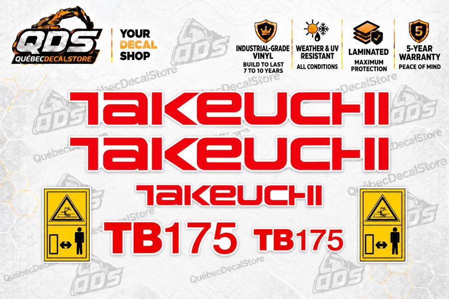 Takeuchi TB175 Excavator Decal Kit with Safety Labels