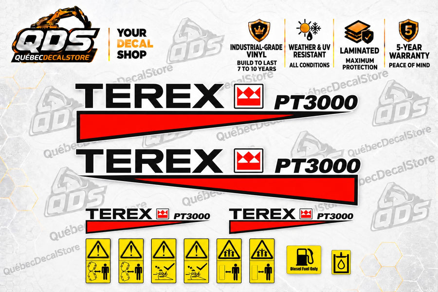 Terex PT3000 Site Dumper Decal Kit with Safety Labels