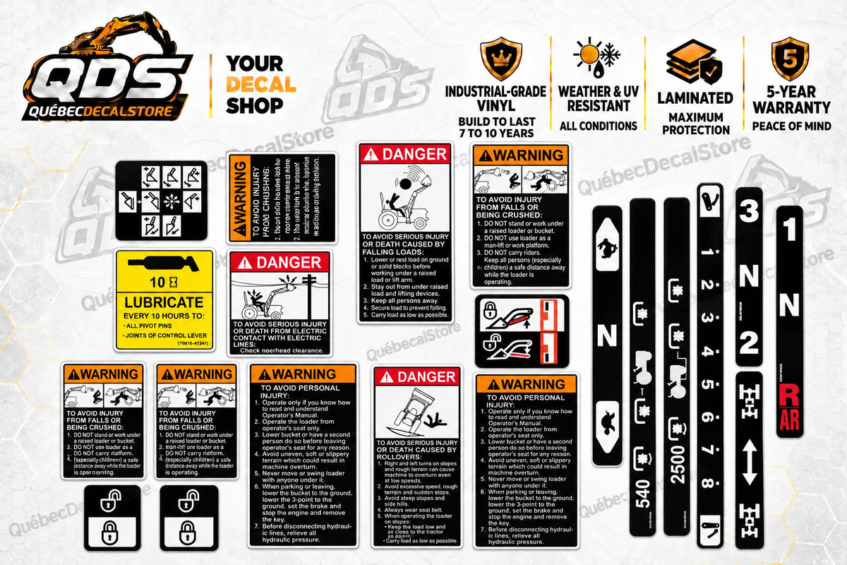Tractor & Front Loader Safety and Control Decal Kit