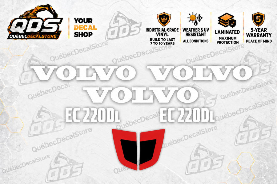 Volvo EC220DL Excavator Decal Kit – 1 or 2 Accent Pairs