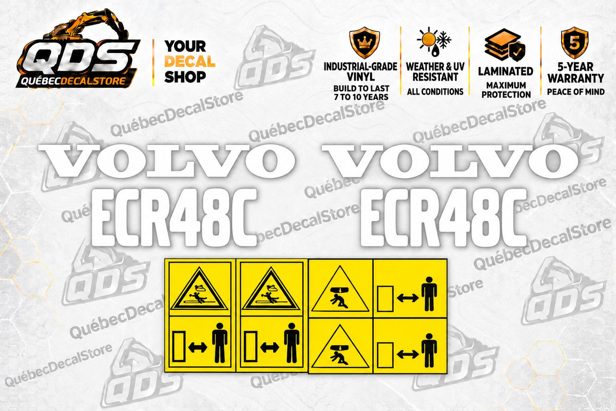Volvo ECR48C Mini Excavator Decal Kit – Two Label Layouts