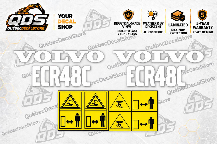 Volvo ECR48C Mini Excavator Decal Kit – Two Label Layouts