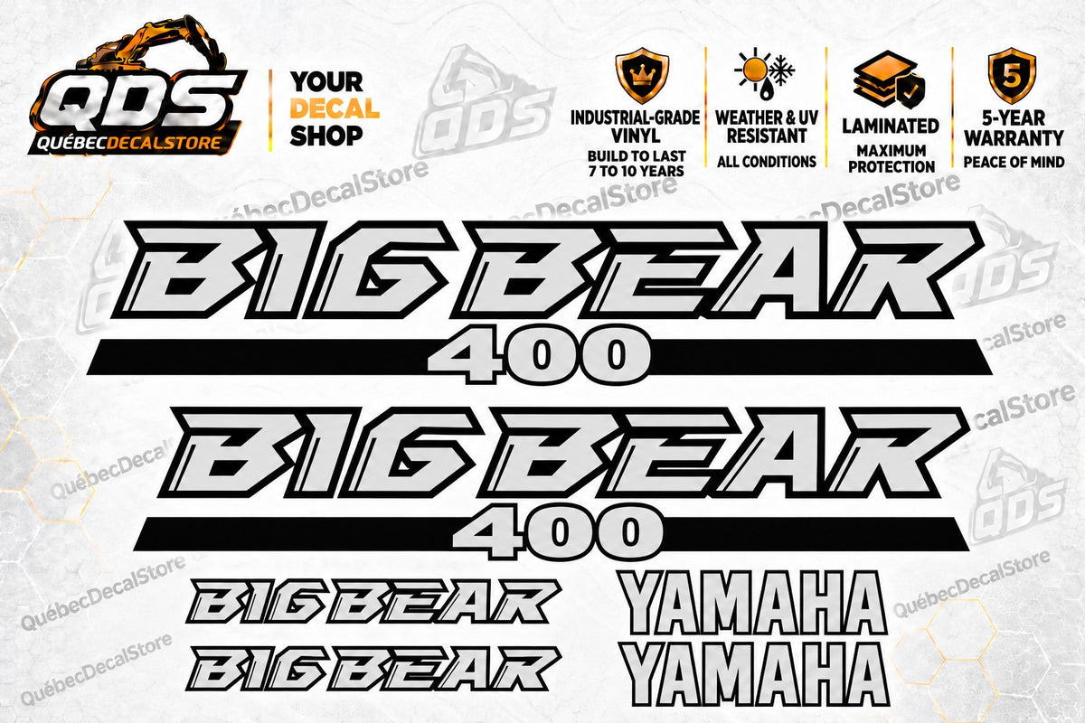 Yamaha Big Bear 400 Decal Kit – Silver & Black