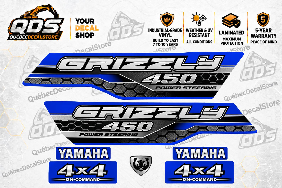 Yamaha Grizzly 450 Power Steering Decal Kit – Blue