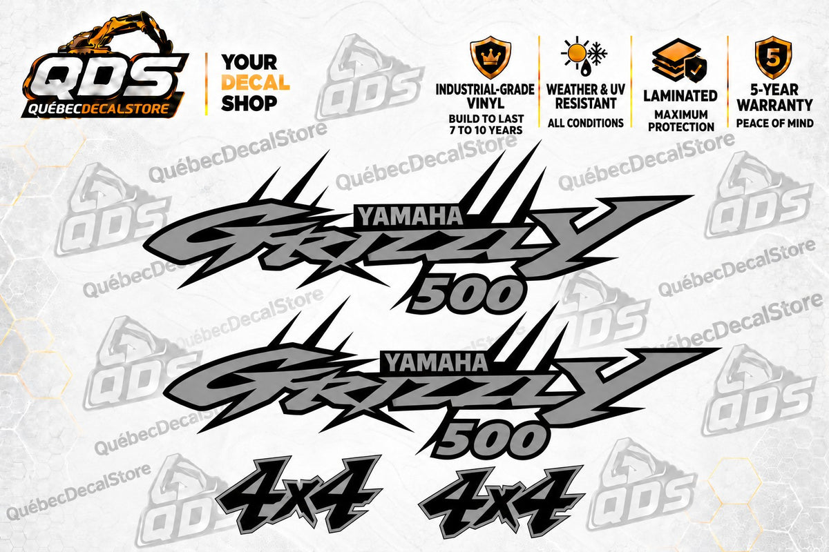 Yamaha Grizzly 500 Decal Kit – Silver & Black