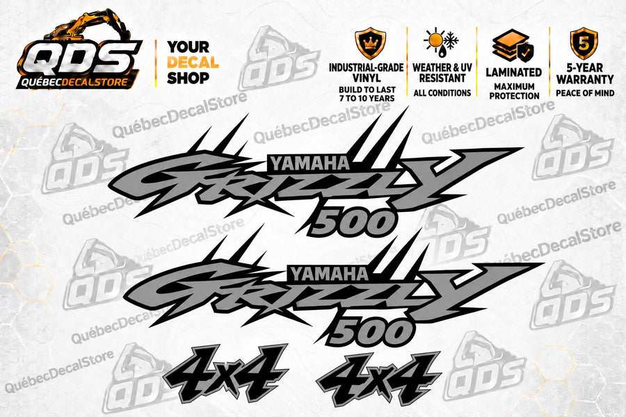 Yamaha Grizzly 500 Decal Kit – Silver & Black