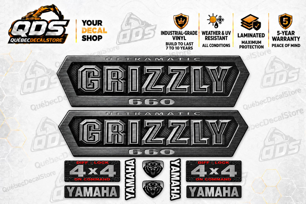Yamaha Grizzly 660 Ultramatic Decal Kit – Silver, 10 Pieces
