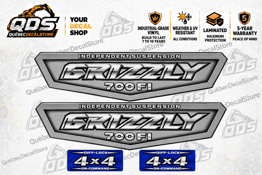 Yamaha Grizzly 700FI Decal Kit – Silver & Blue