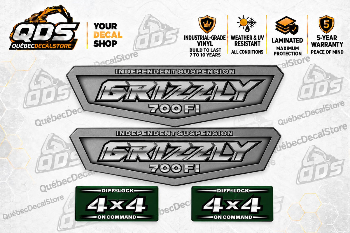 Yamaha Grizzly 700FI Decal Kit – Silver & Green