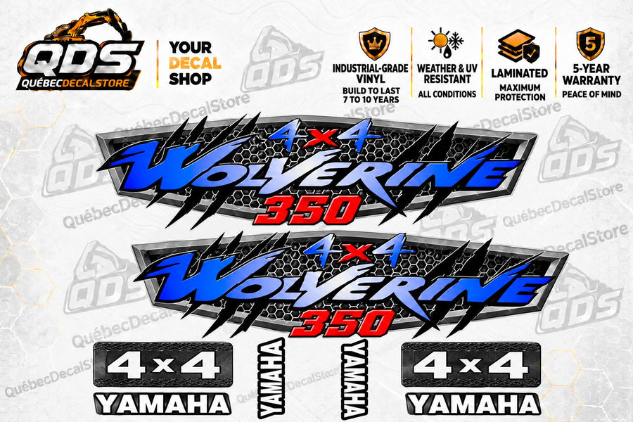 Yamaha Wolverine 350 4x4 Decal Kit – Blue & Red