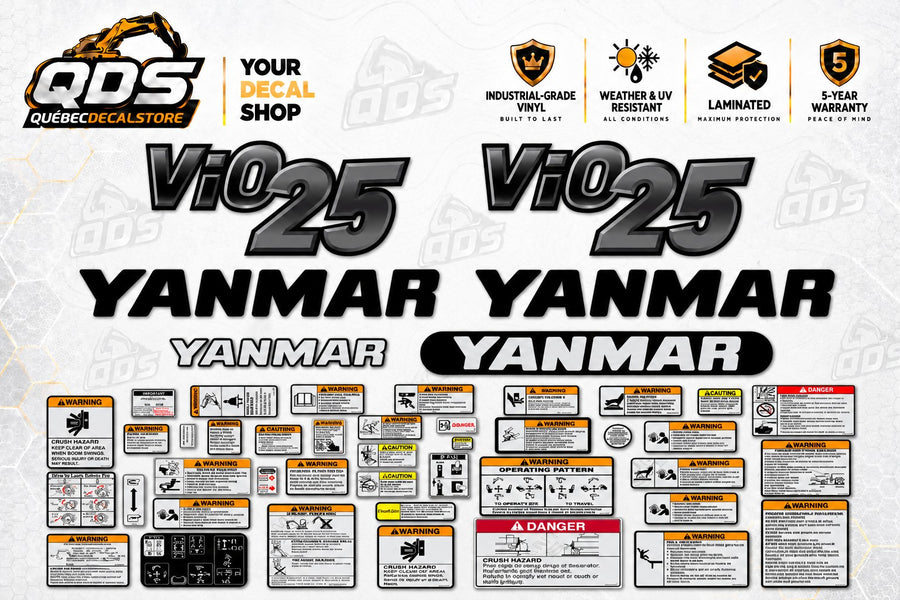 Yanmar ViO25 Mini Excavator Decal Kit – Graphics & Safety
