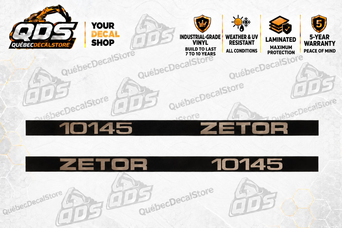 Zetor 10145 Tractor Decal Kit – Bronze on Black, 2 Pieces