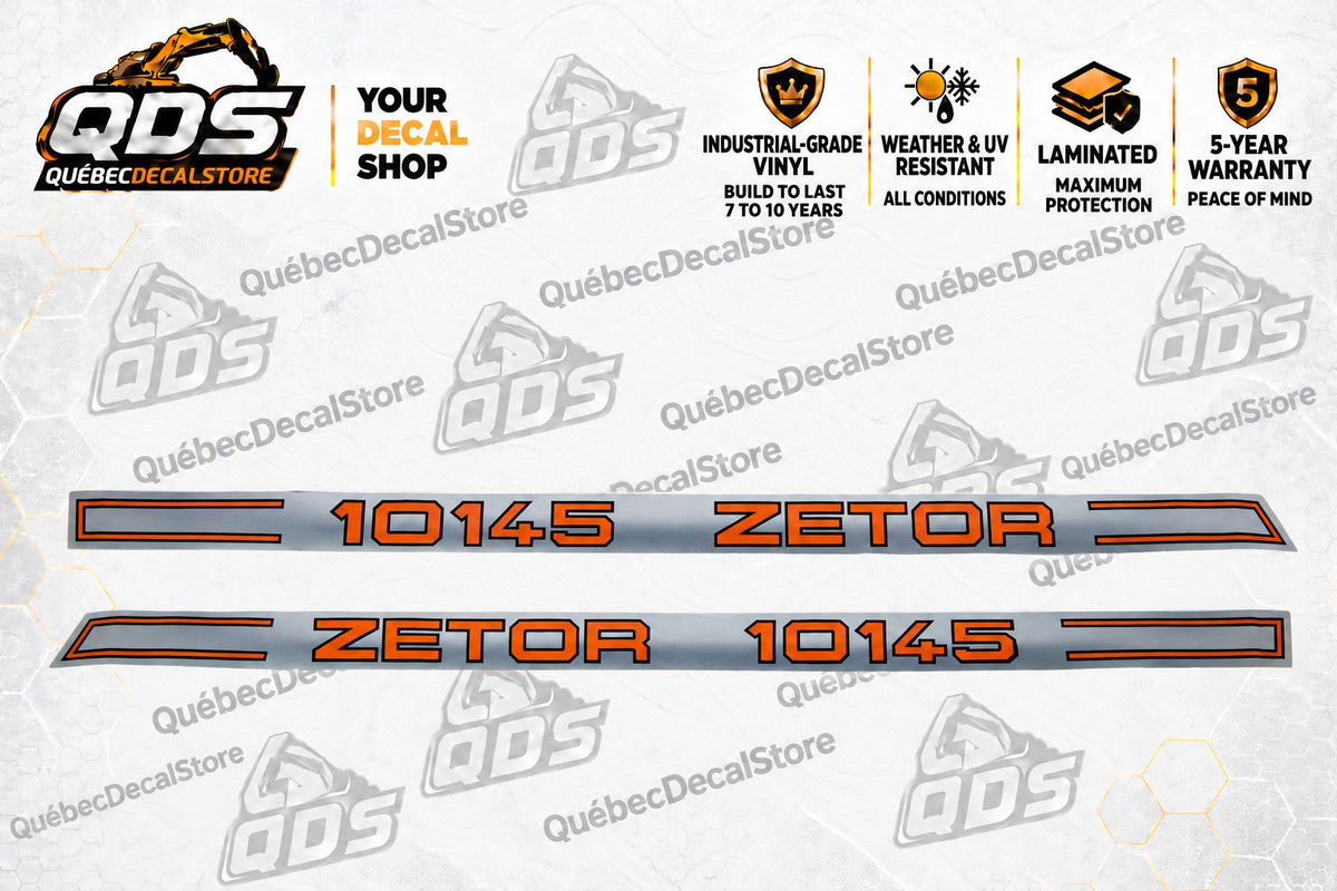 Zetor 10145 Tractor Decal Kit – Orange & Silver, 2 Pieces